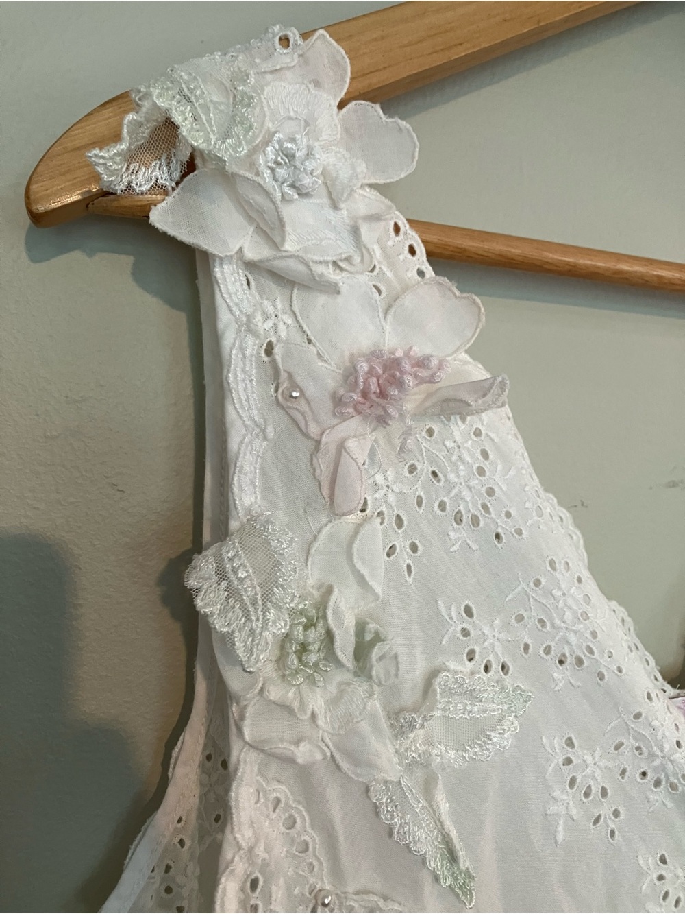 Vintage Cinzia Linea Intima Rosettes Embellished White Nightgown Side Ties - Picture 7 of 7